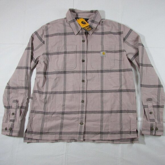 Carhartt Women's 2XL Rugged Flex Loose Fit Midweight Flannel Plaid Button Shirt - Picture 1 of 2